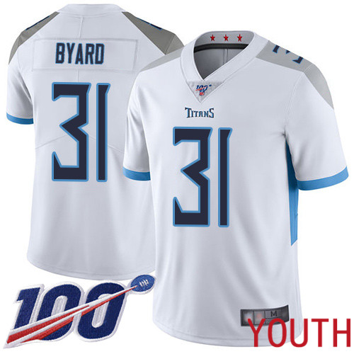 Tennessee Titans Limited White Youth Kevin Byard Road Jersey NFL Football 31 100th Season Vapor Untouchable